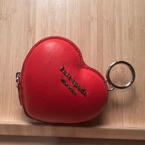 Kate Spade Heart 3D Puffy Coin Holder Key Holder in Lingonberry red